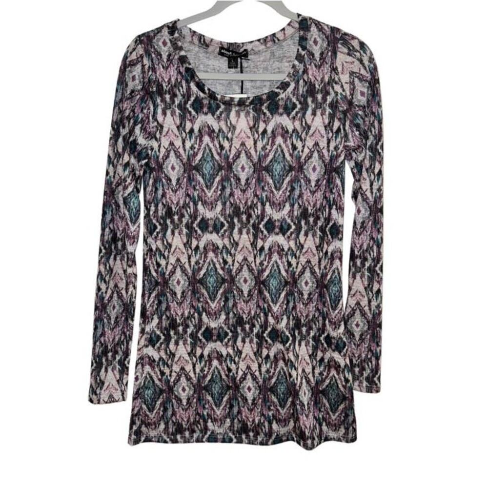 ABOUT A GIRL Purple Green Gray Black Top Large